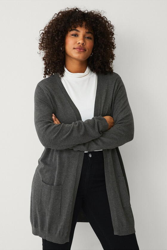 Kardigan mCarrie L/S Long Cardigan - Grå