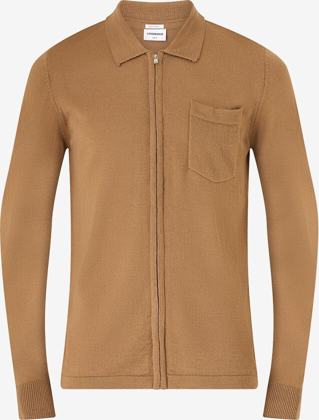 Kardigan Merino Polo Collar Cardigan - Brun