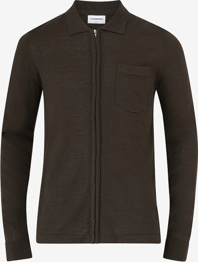 Kardigan Merino Polo Collar Cardigan - Brun