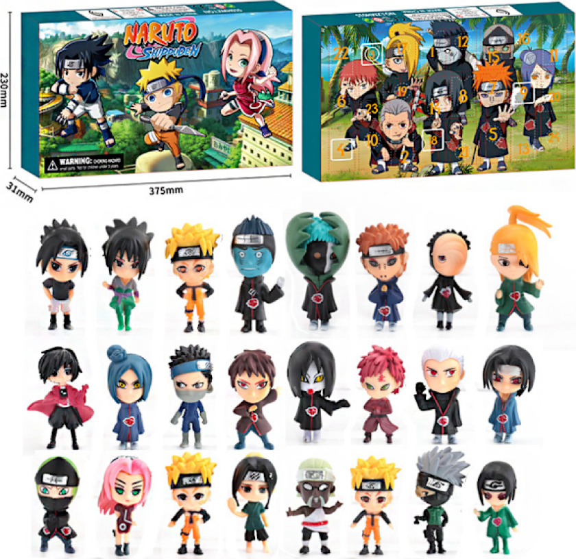 Gos- Blindbox Julegaver til barn 24 dukke adventskalender Naruto