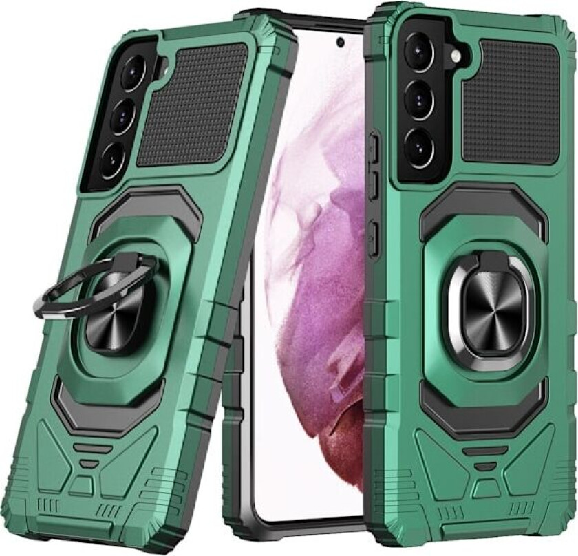 Slitesterkt hardplastdeksel med myk innside og kickstand for Samsung Galaxy S23 Plus - Midnattsgrønn