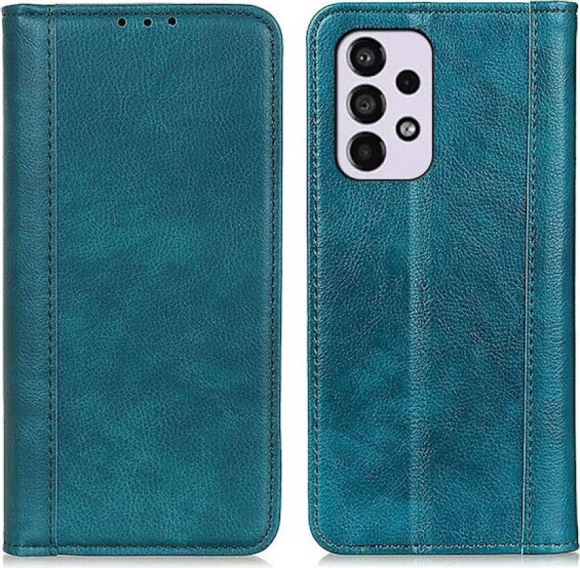 Ekte lærdeksel med magnetisk lukking for Samsung Galaxy A33 5G - Grønn