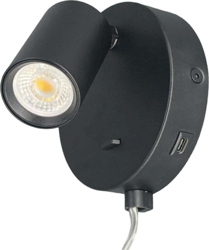 Oz mini K1 vegglampe med USB C GU10 mini - Svart