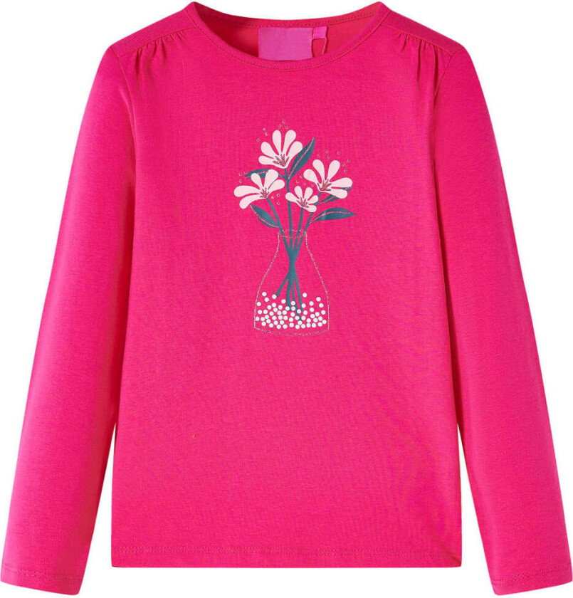 T-skjorte for barn med lange ermer knallrosa 104
