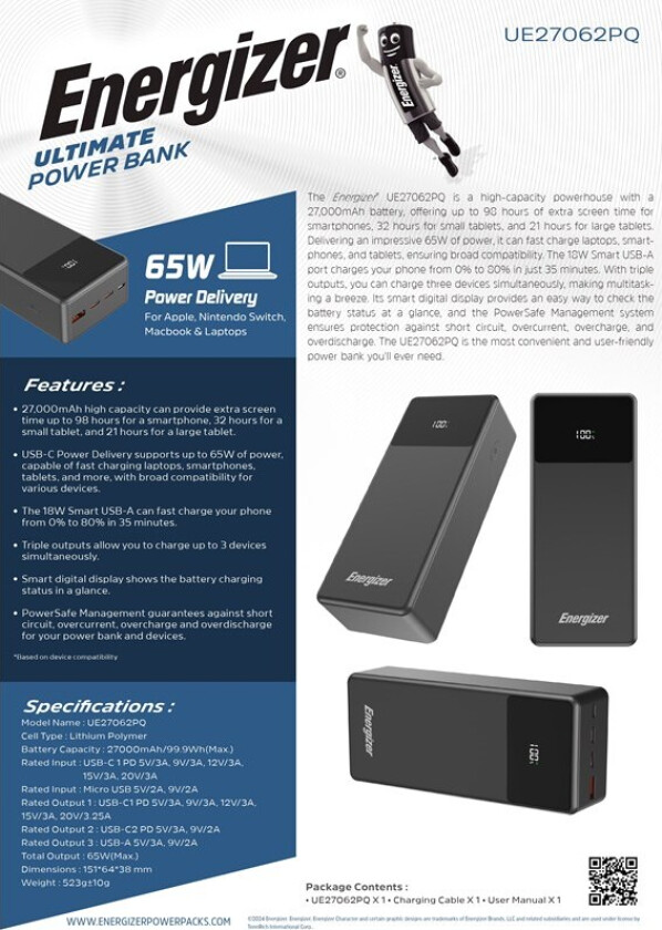 UE27062PQ power bank Nødlader - Svart