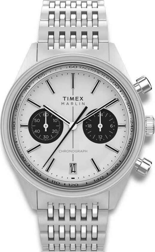 Timex Marlin Jet Quartz Chronograph TW2Y24600 - Kvarts - Sølv - Herreklokker - Rustfritt stål - ledd m/pin - Akryl