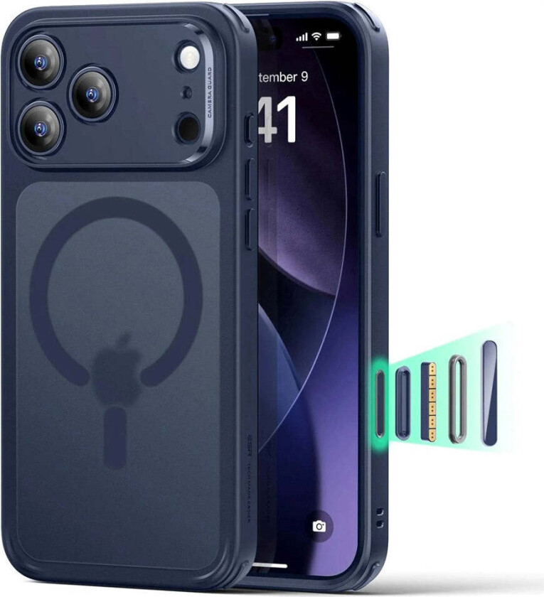 iPhone 17 Pro Classic Hybrid Deksel med Kamerakontrollknapp – MagSafe Kompatibel – Matt Blå