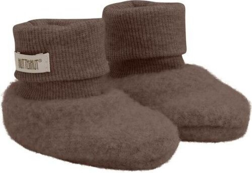HUTTEliHUT Ullfleece booties 2-lags, Brown Melange