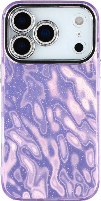 iPhone 17 Pro Hybrid Plast Deksel m. Innebygd Kameralinsebeskyttelse - Rynket Mønster / Lilla