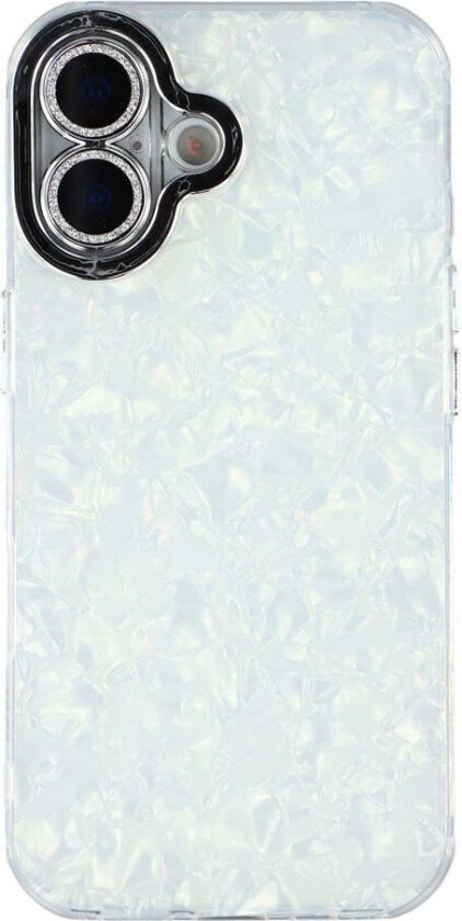 iPhone 17 Hybrid Plast Deksel m. Innebygd Kameralinsebeskyttelse - Perlemorsmønster / Hvit