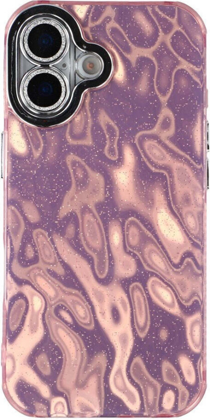 iPhone 17 Hybrid Plast Deksel m. Innebygd Kameralinsebeskyttelse - Rynket Mønster / Rosa