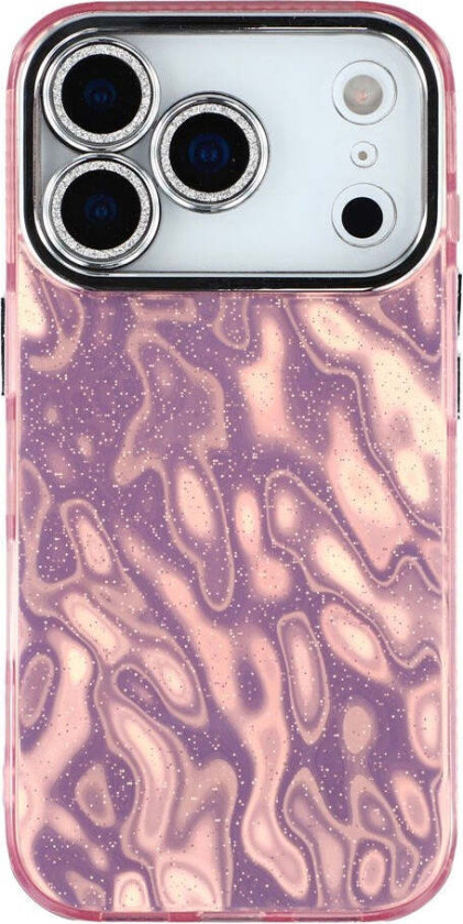 iPhone 17 Pro Hybrid Plast Deksel m. Innebygd Kameralinsebeskyttelse - Rynket Mønster / Rosa