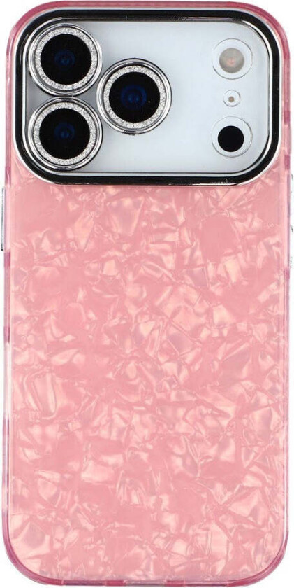 iPhone 17 Pro Hybrid Plast Deksel m. Innebygd Kameralinsebeskyttelse - Perlemorsmønster / Rosa