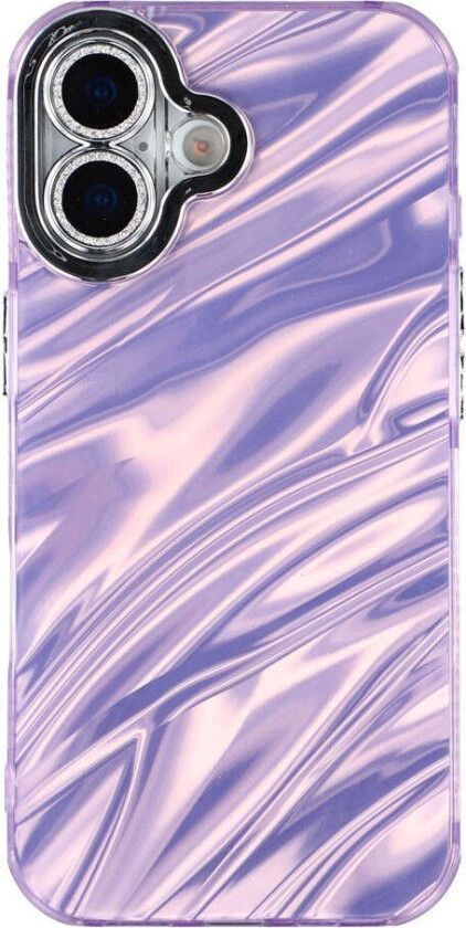 iPhone 17 Hybrid Plast Deksel m. Innebygd Kameralinsebeskyttelse - Bølget Mønster / Lilla