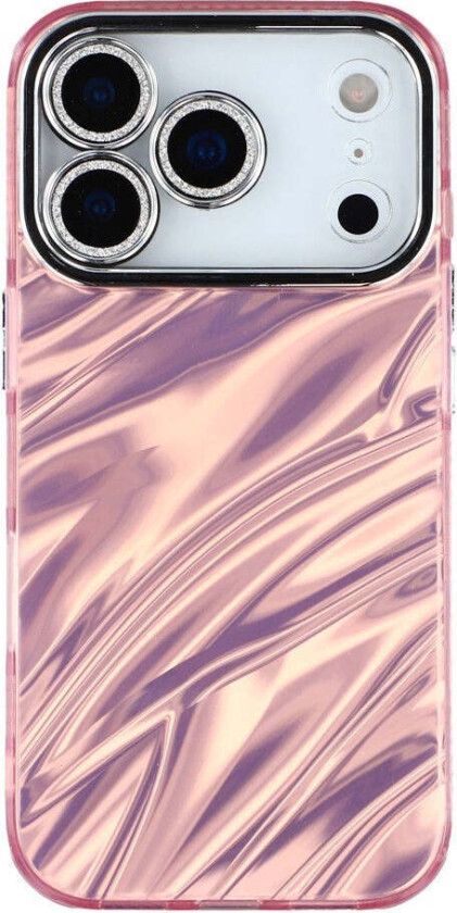 iPhone 17 Pro Max Hybrid Plast Deksel m. Innebygd Kameralinsebeskyttelse - Bølget Mønster / Rosa