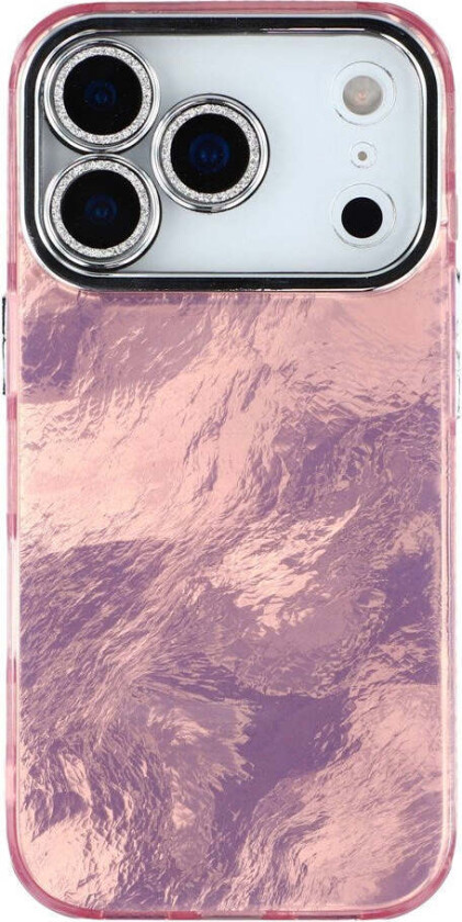 iPhone 17 Pro Hybrid Plast Deksel m. Innebygd Kameralinsebeskyttelse - Folie Mønster / Rosa