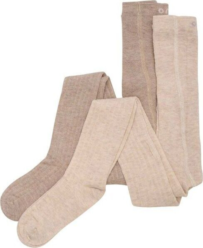 2-pack strømpebukse i ull/bambus, Silver Mink Melange