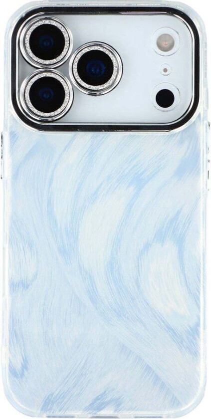 iPhone 17 Pro Hybrid Plast Deksel m. Innebygd Kameralinsebeskyttelse - Penselstrøkmønster / Sølv