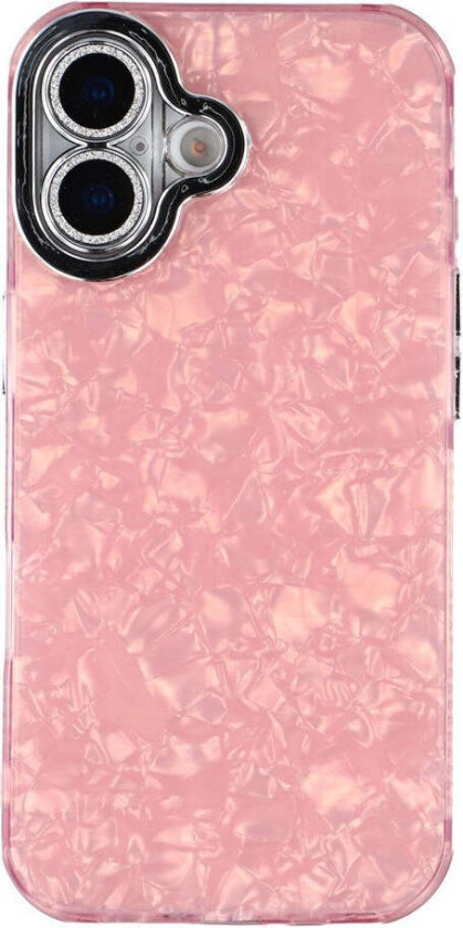 iPhone 17 Hybrid Plast Deksel m. Innebygd Kameralinsebeskyttelse - Perlemorsmønster / Rosa