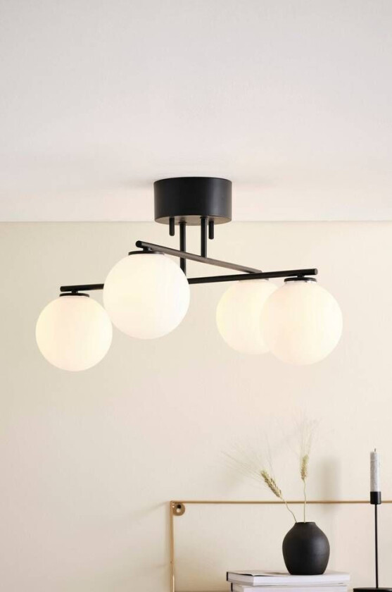 taklampe Opalhvit/svart