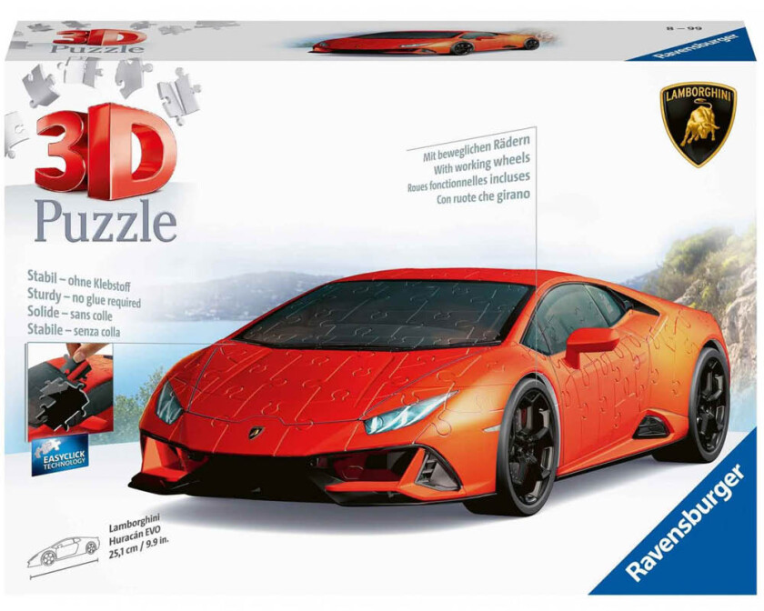 3d Puslespill 108 Brikker - Lamborghini Huracan Evo