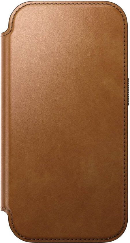 Modern skinn-foldeveske (iPhone 17 Pro Max) - Lys brun