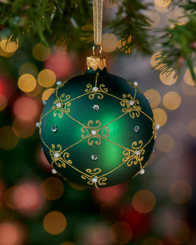 Lux Ruby julekule grønn 8cm