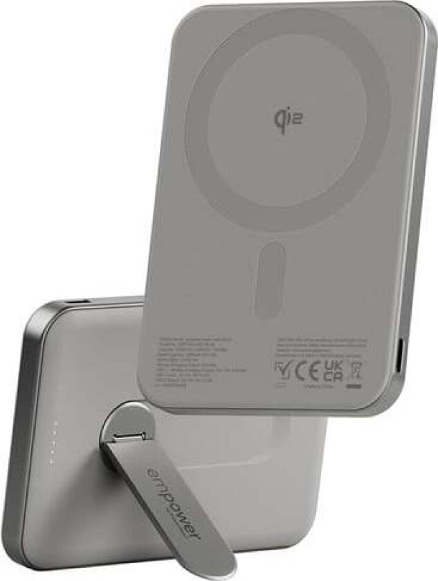 empower Bank w. Spin Stand | 5000mAh | Titanium Nødlader - Sølv - 5000 mAh