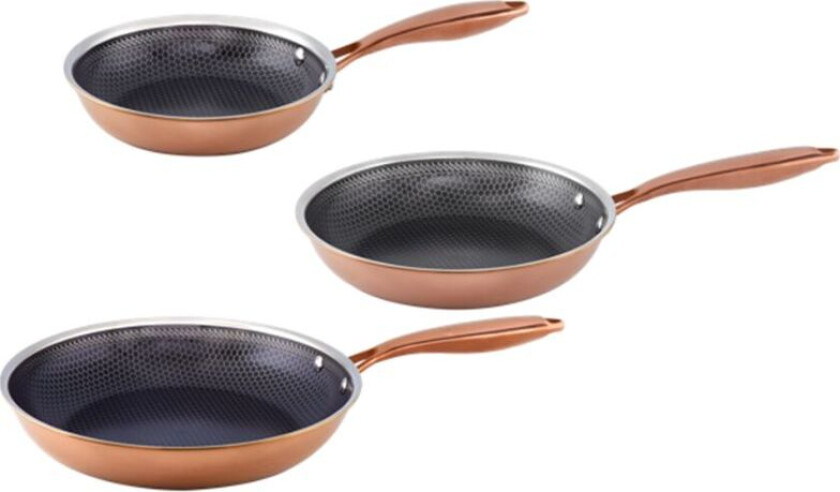 Stegepandesæt 20+24+28 Cm Med Hybridbelægning - Rose Gold