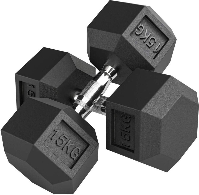 Hex manualer, riflet grep, støpejern, 2 x 15 kg