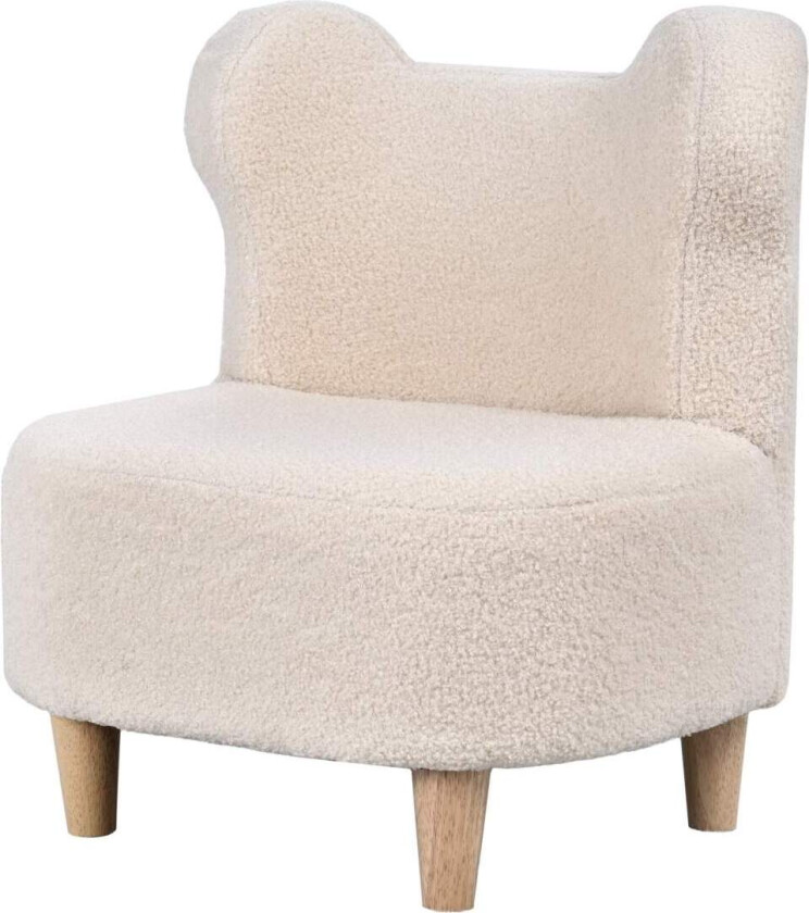 Barnestol i plysj med bjørneører, fleecetrekk, beige