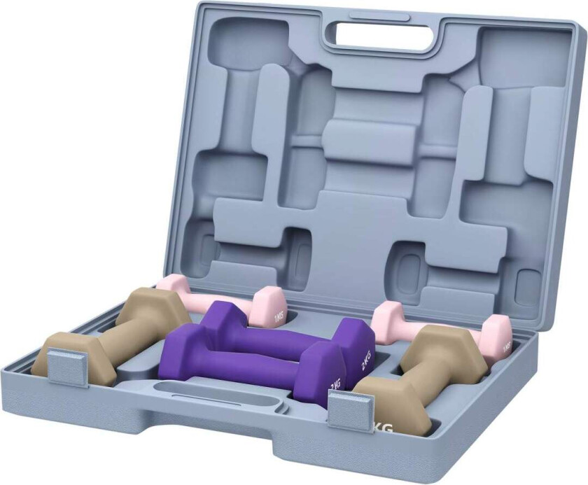 Hantelsett med etui – 6 fargekodede stålvekter