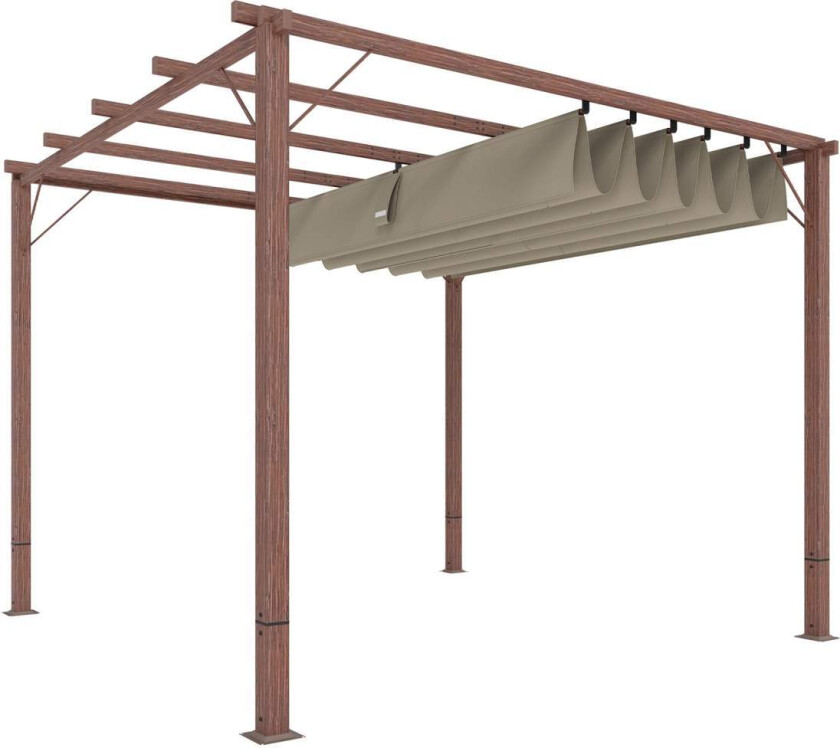 Justerbar 3x3m pergola – aluminiumsramme, UPF30+ skjerm