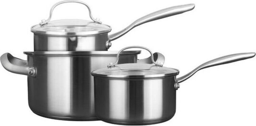 Stenfors grytesett 3 deler 1/2/3L med glasslokk resirkulert matt