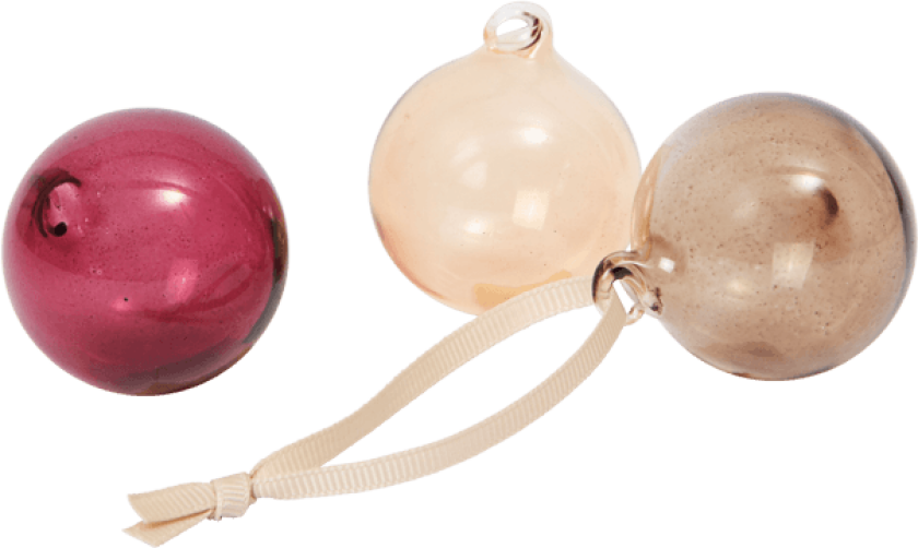 Glasskule julekuler S Ø4 cm 3 deler Roseate Translucent