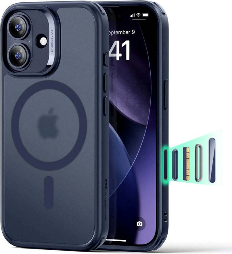 iPhone 17 Classic Hybrid Deksel med Kamerakontrollknapp – MagSafe Kompatibel – Matt Blå