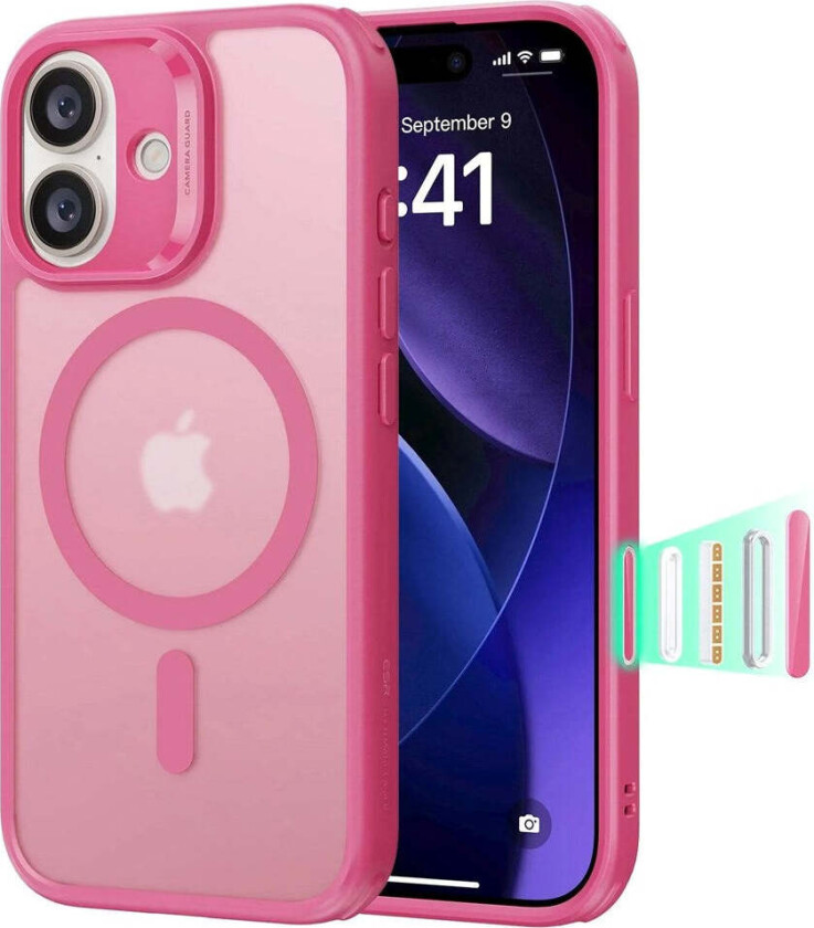 iPhone 17 Classic Hybrid Deksel med Kamerakontrollknapp – MagSafe Kompatibel – Matt Rosa