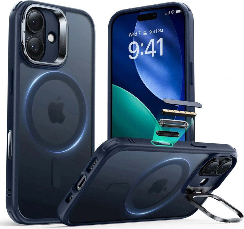 iPhone 17 Classic Hybrid Stash Case med Kickstand – MagSafe Kompatibel – Matt Blå