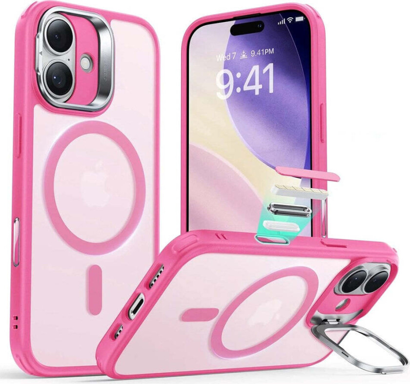 iPhone 17 Classic Hybrid Stash Case med Kickstand – MagSafe Kompatibel – Matt Rosa