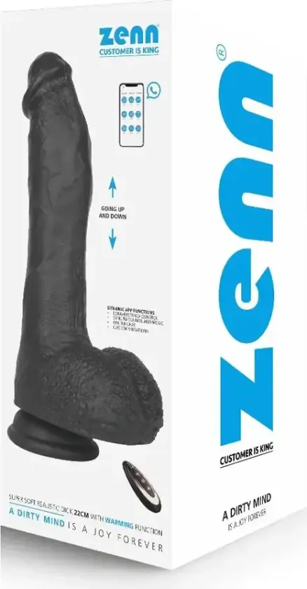 Super Soft Dildo With Heating Black 22 cm