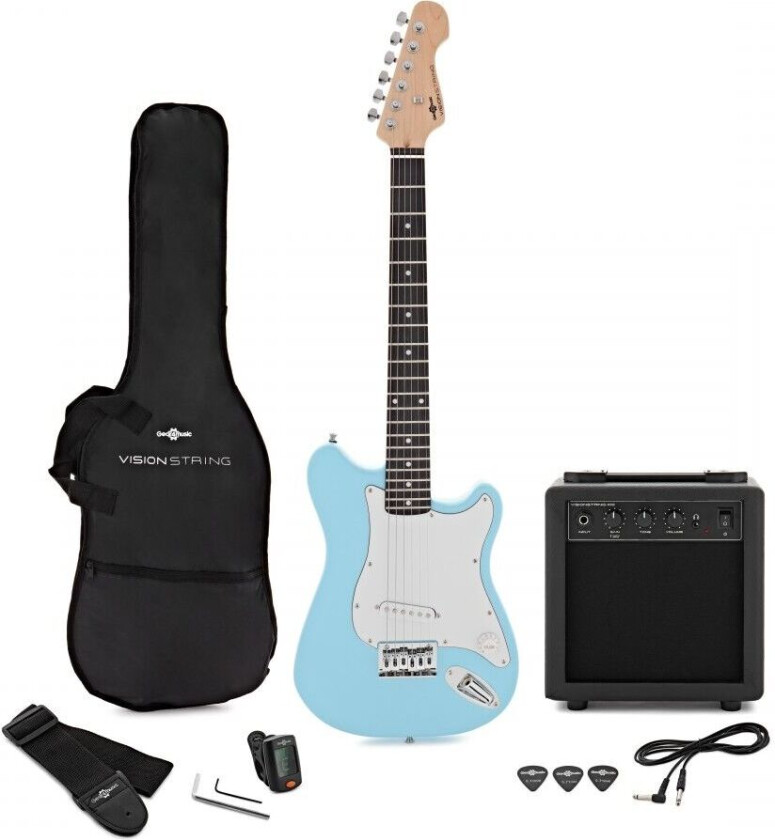 Gear4Music VISIONSTRING 3/4 Elektrisk Gitarpakke Blå