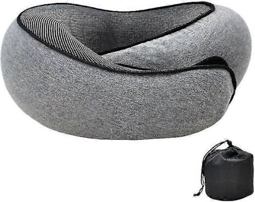 Reisepute for nakke U-formet Memory Cotton Nakkeputer Massasje Nakkepute Sove Flypute Cervical Health Care Pillow mørkegrå