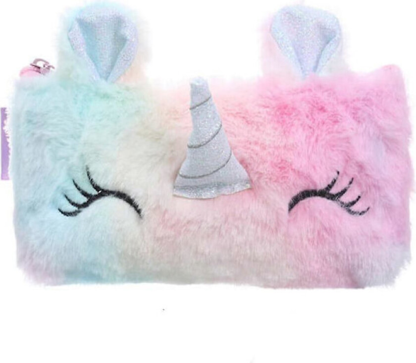 1 stk. Unicorn Penalhus Plysj Unicorn Veske Søt Sminkeveske Kosmetikkveske Stor Stasjonær Veske for Jente Barn Skole Hjemmebruk