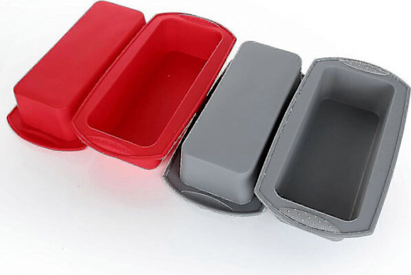 4-pakning Silikonformer for brød, Non-Stick brødform for baking, rød og grå (FMY)