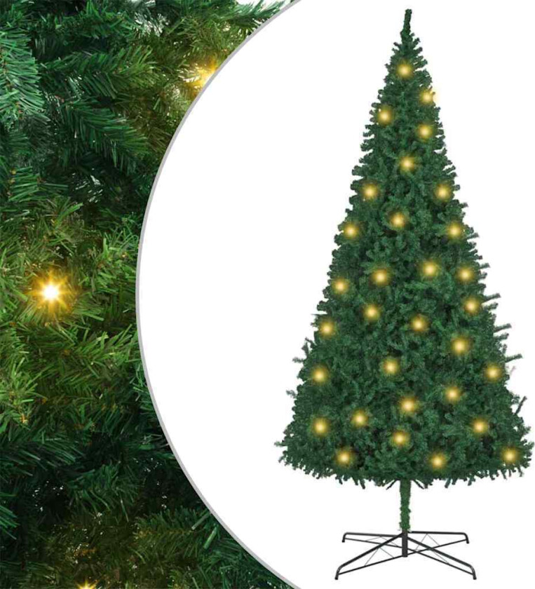 Kunstig juletre med dekorative strenglys grønn 400 cm PVC