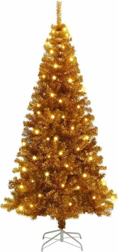 Kunstig juletre med LED -stripelys Gull 180 cm PET