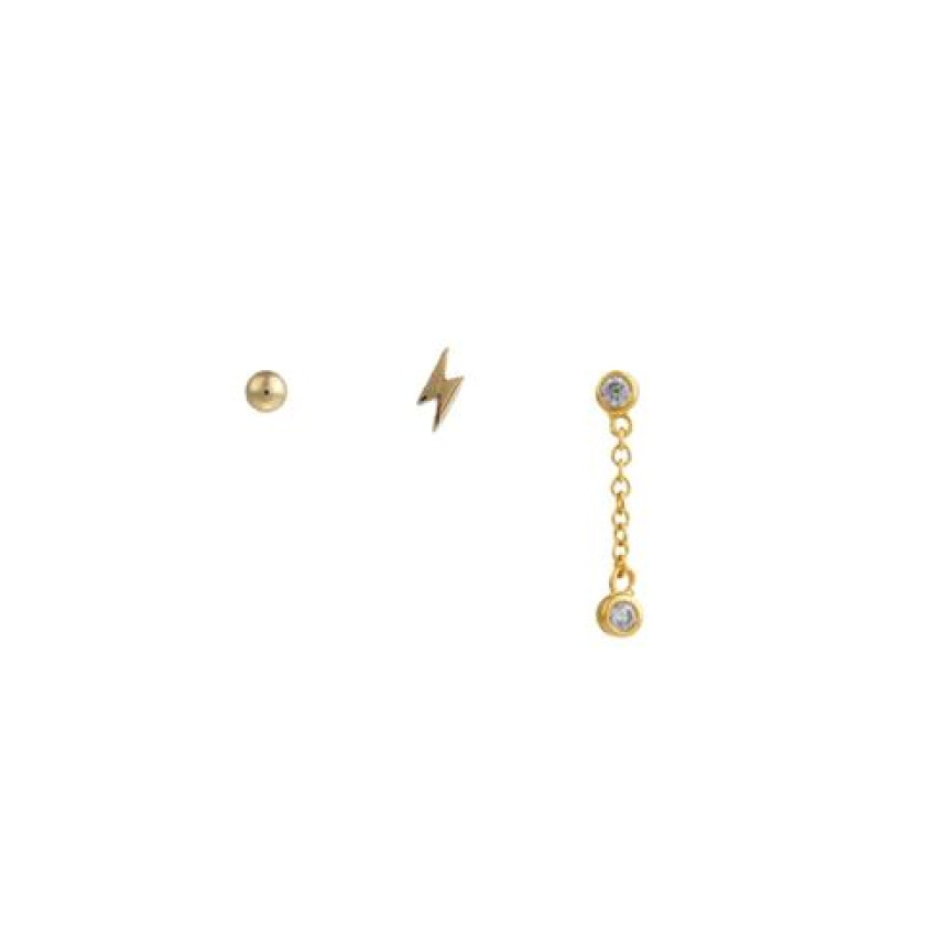 Lightning & Chain Drop Ear Party Pack - Pale Gold One Size