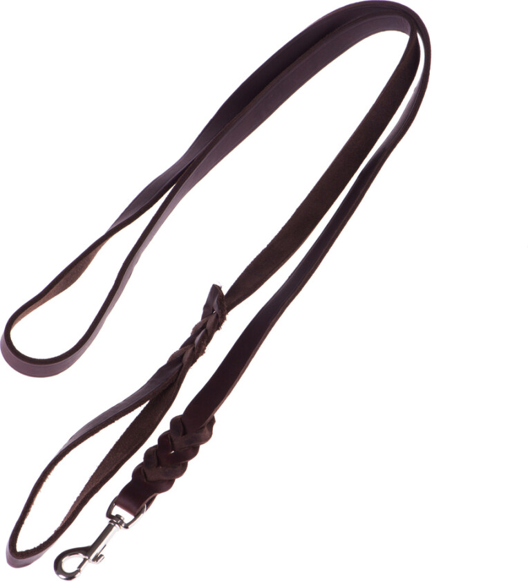 lærbånd med innflettet karabin, brunt - med håndsløyfe: 200cm langt / 18mm bredt