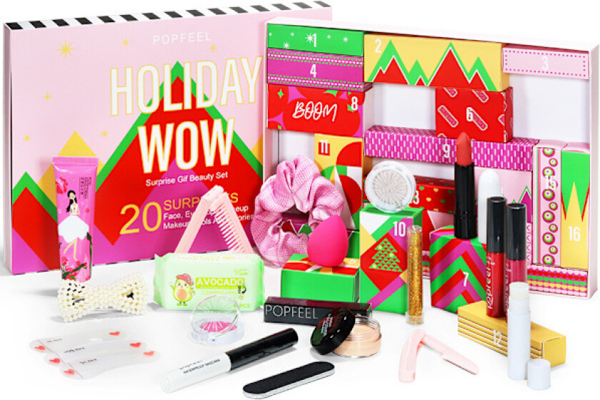 |NN| Sminke Adventskalender for tenåringsjenter, 20 dager Julekalender Overraskelsessminkesett, 20-delers Julekosmetikk Startsminkesett