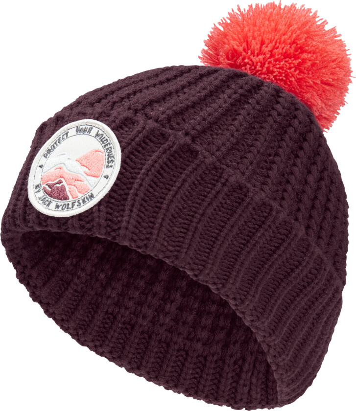 Kids' Pompom Badge Beanie Amaranth